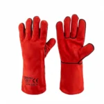 Long Gauntlet Red Cow Split Leather Welding Gloves