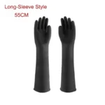 Diamond Textured Anti-Slip Black Latex Chemical Resistant Gloves - Image 3